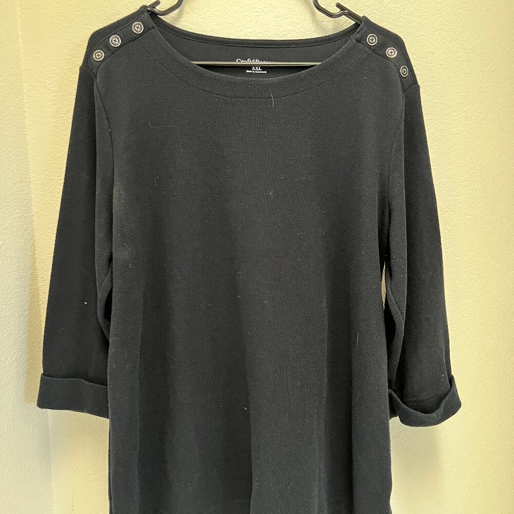 Croft & Barrow Simple Black Pullover Top, Basic Core Wardrobe Staple Size XXL